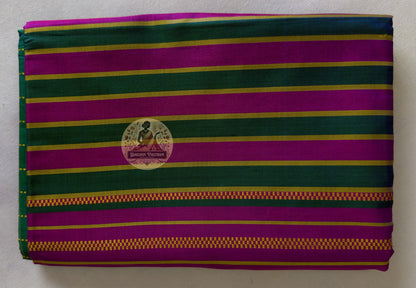 Detail shot of Bishnupur Katan Silk Saree pleats and drape, highlighting the rich texture and body of authentic Bengal handwoven silk