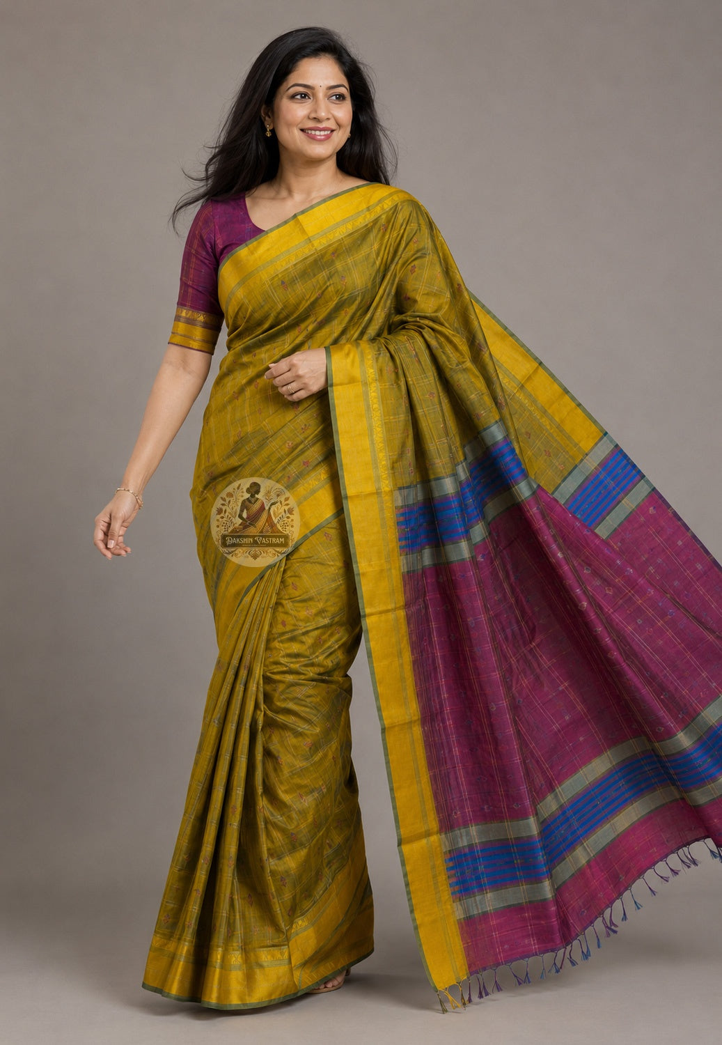 Bishnupur Pure Katan Silk Saree side view – exceptional weight and presence of finest Katan silk drape, perfect for Indian weddings and cultural milestones in Chicago