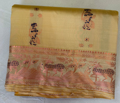 Buy Swarnachari Saree online – Front view showcasing traditional zari pallu