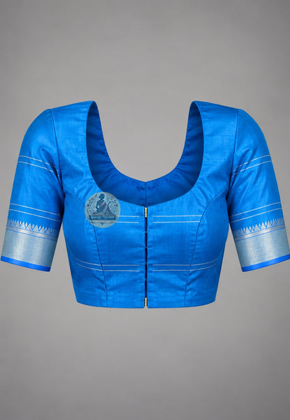 Matching blouse piece included with Bishnupur Katan silk handloom saree, pre-matched and handwoven by artisan weavers in West Bengal