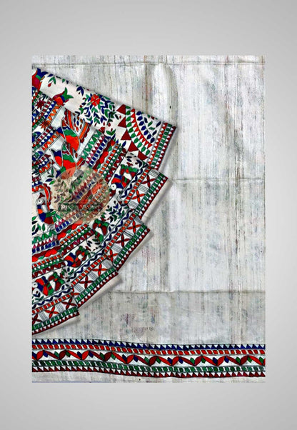 Traditional Indian Tussar Saree – Zoomed detailing of silk weave