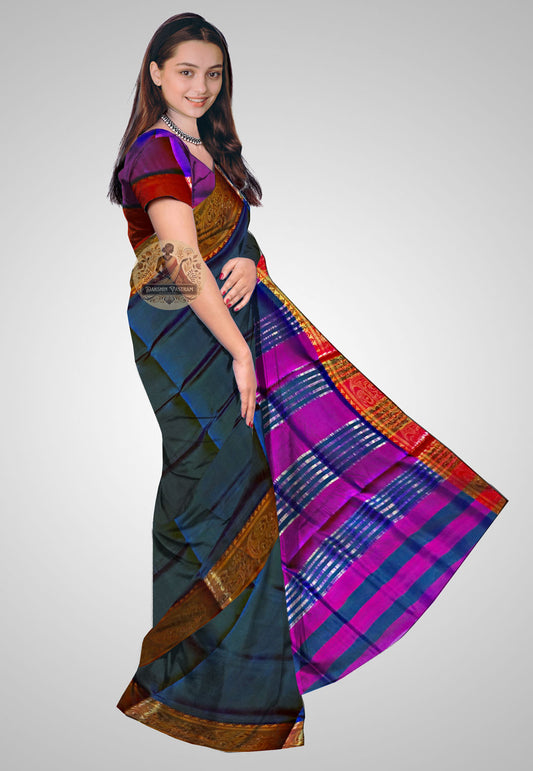 Buy Silk Saree online – Handloom Katan Silk Saree side view