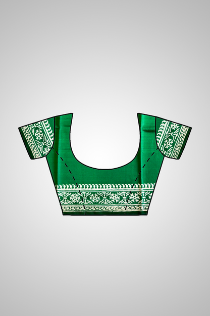 Bishnupur Silk Block Print Saree blouse – premium handcrafted Indian silk saree blouse for wedding receptions, sangeet nights and festive occasions in USA