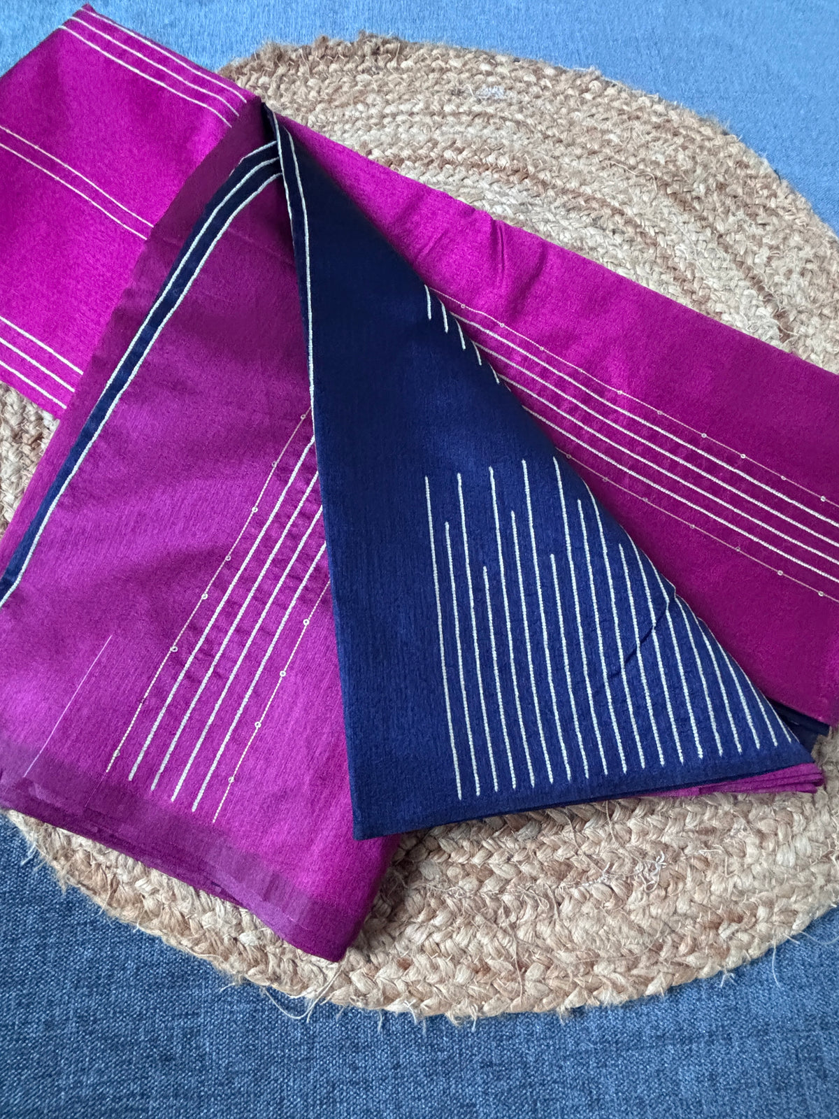 Shop semi raw silk saree online – Close-up of silk texture