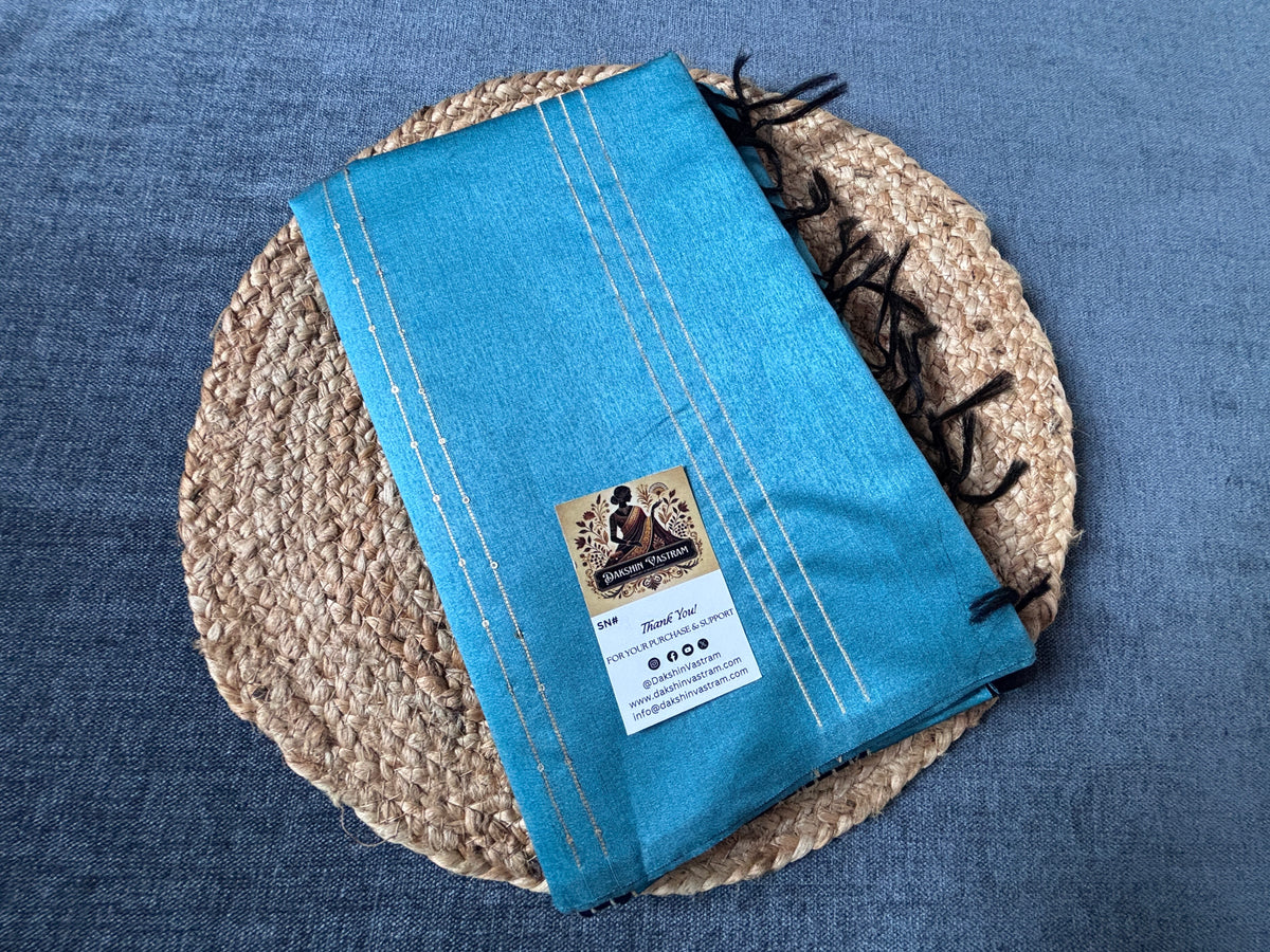 Shop semi raw silk saree India – Side drape of handwoven silk saree