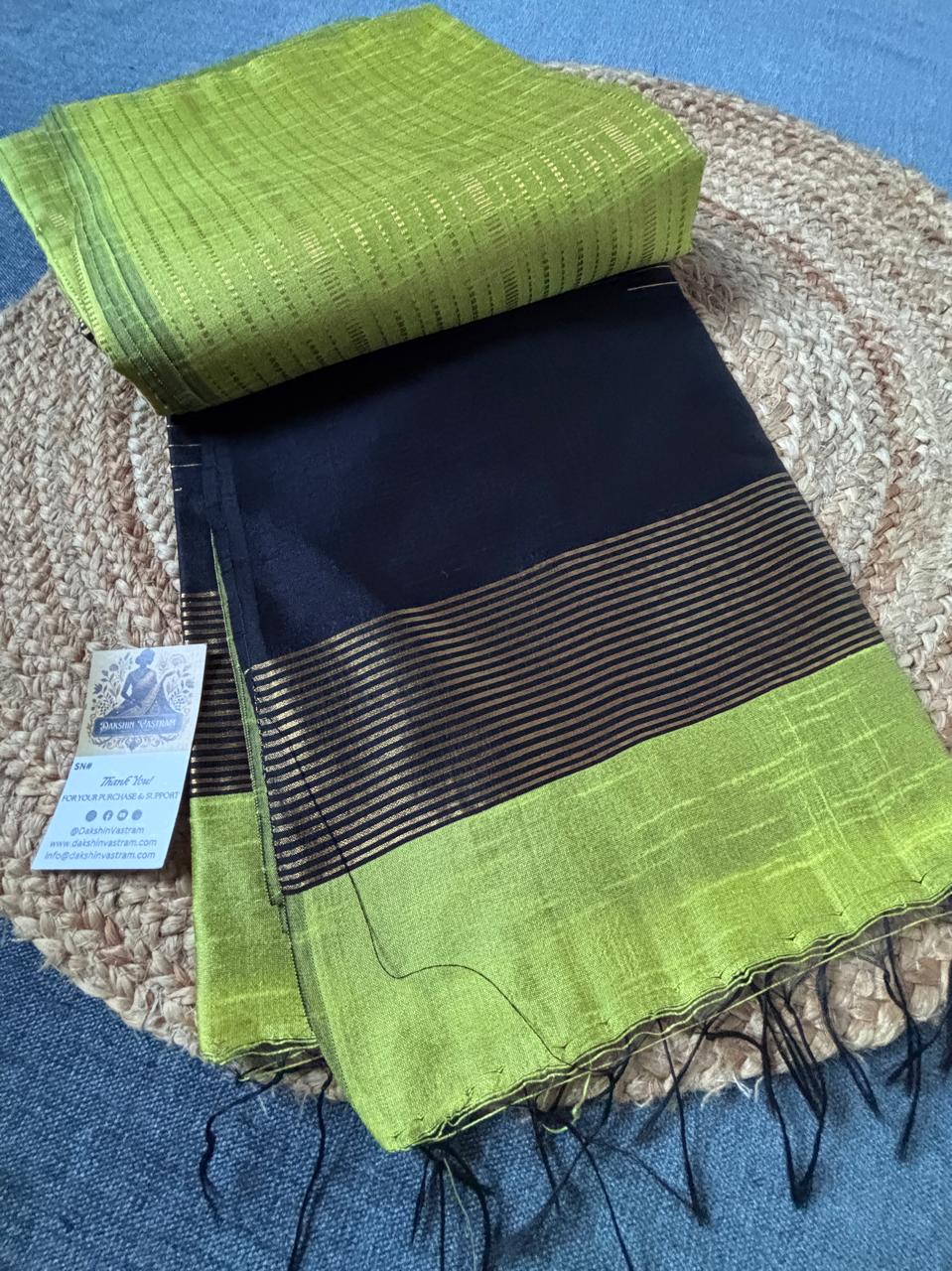 Shop Semi Raw Silk Saree India – Elegant side drape of silk saree