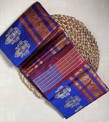 Buy Elegant Semi Silk Saree online – Elegant Semi Silk Saree rear view