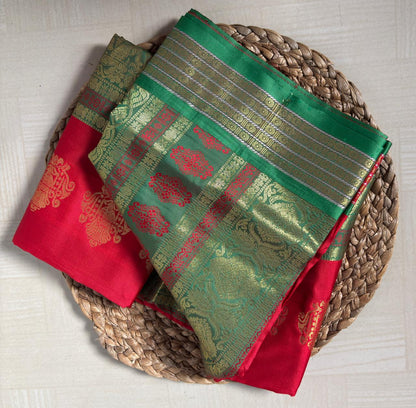 Buy Semi Silk Saree in Midnight Blue online – Semi Silk Saree rear view