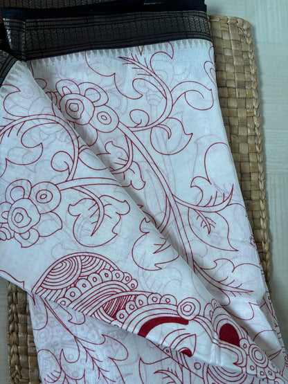 Buy Dola Silk Saree online – White Dola Silk Saree blouse view