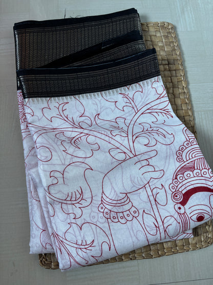 Buy Dola Silk Saree online – White Dola Silk Saree front view
