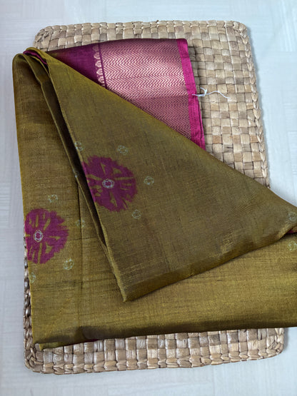 Buy Art Silk Saree online – Olive Pink Art Silk Saree rear view