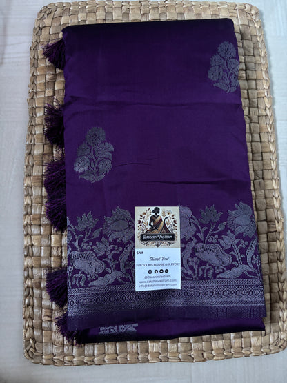 Buy Semi Silk Saree online – Elegant Purple Saree front view