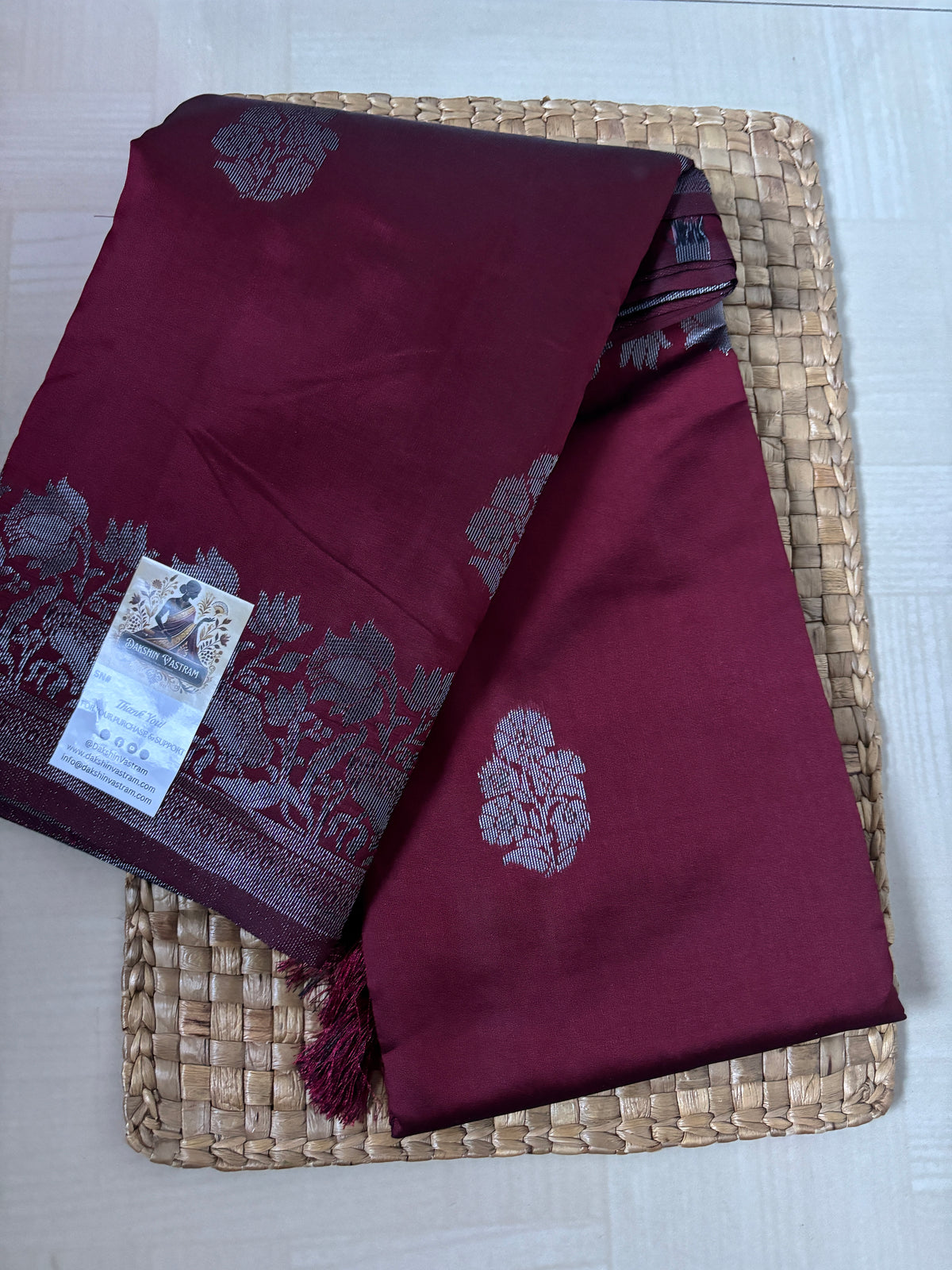 Buy Semi Silk Saree online – Plum Purple Saree rear view