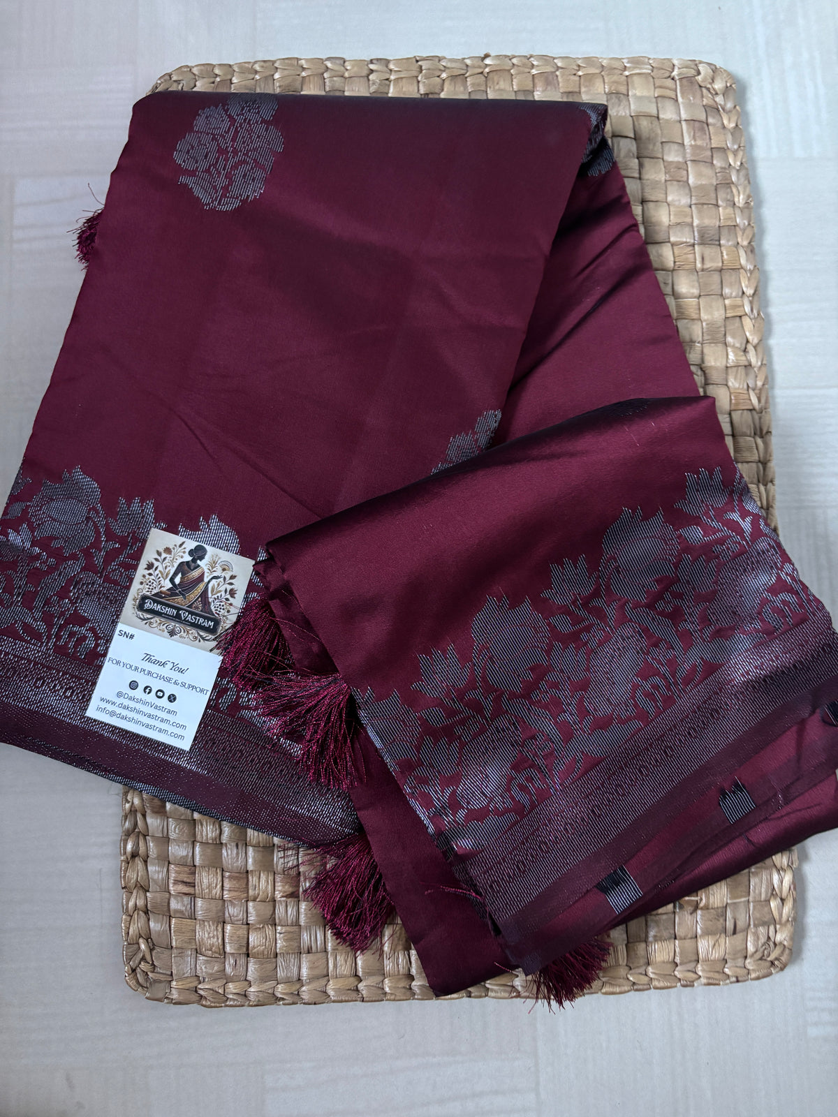 Buy Semi Silk Saree online – Full saree with silver border