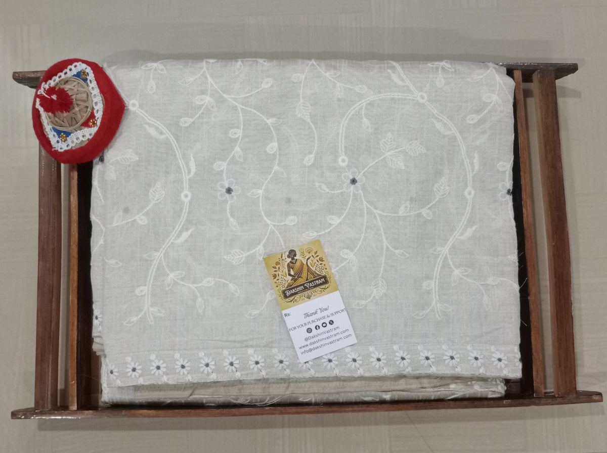 Tussar Embroidery Saree | Experience the luxurious and sustainable benefits of this Tussar Embroidery Saree
