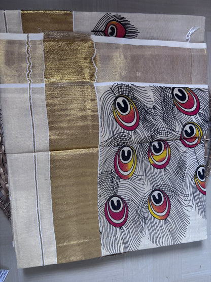Buy Kerala Kasavu Saree online – Kasavu Saree rear view