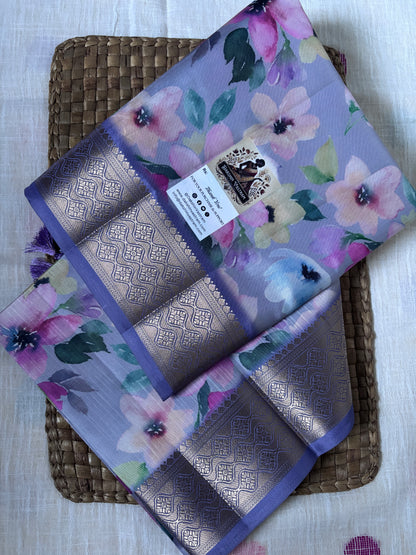 Buy Raw Silk Saree Online – Blouse view styled with Tussar fabric