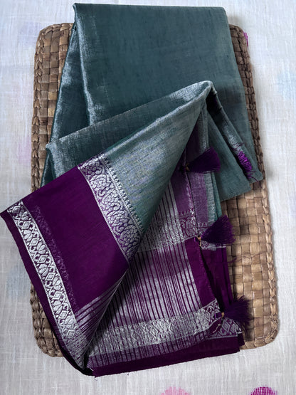 Buy Elegant Tissue Silk Saree – Saree with styled blouse view