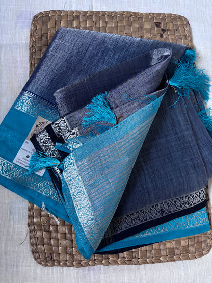 Buy Elegant Tissue Saree online – Styled blouse and drape display
