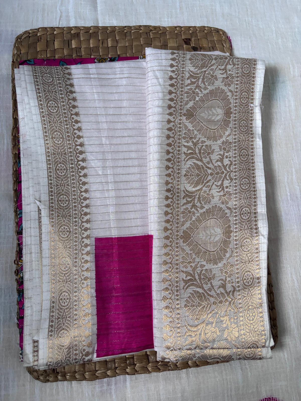 Buy Festive Silk Saree – Close-up of handloom detailing