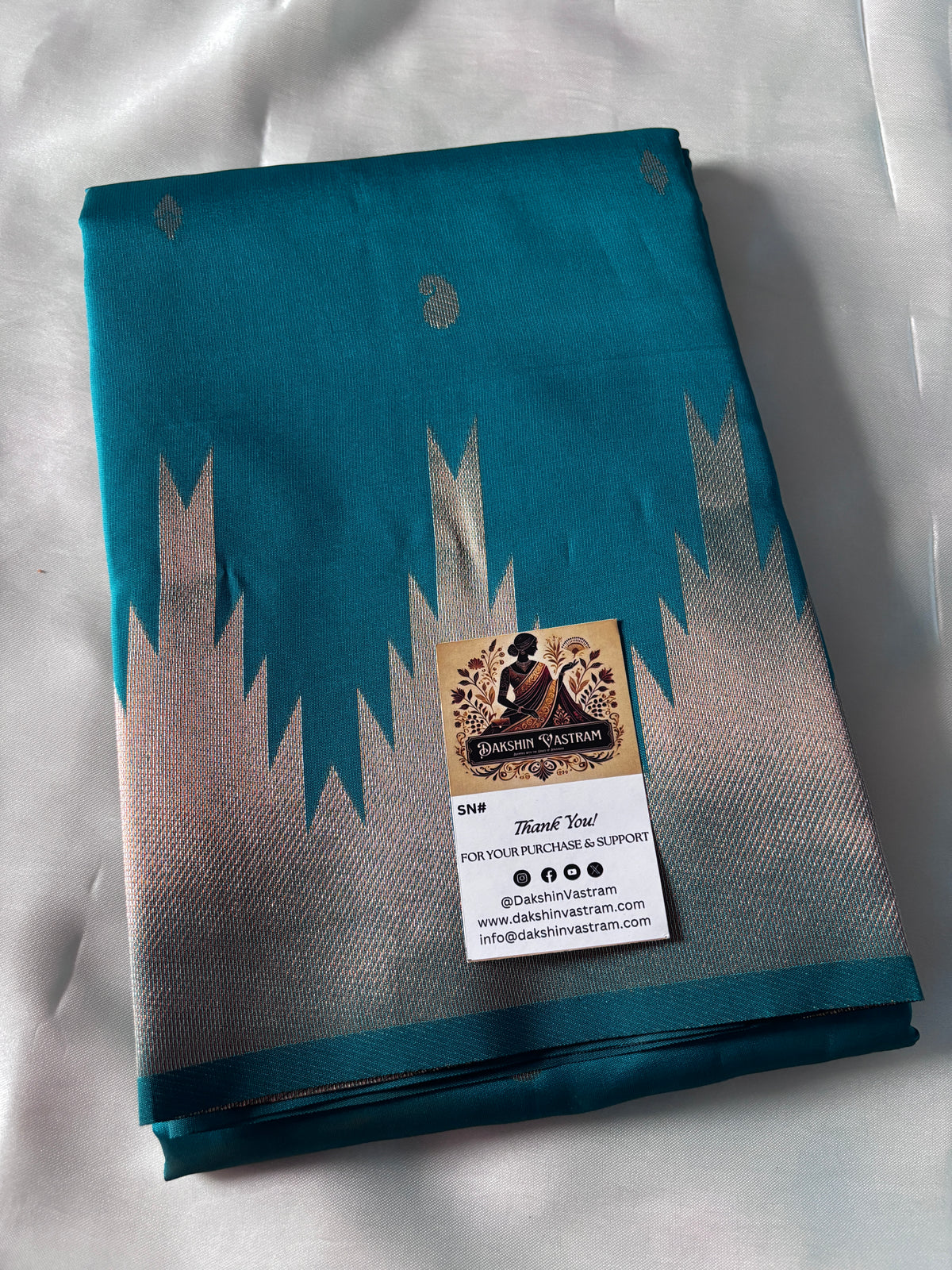 Buy Kanchi Silk Saree online – Front view showing zari border and pleats