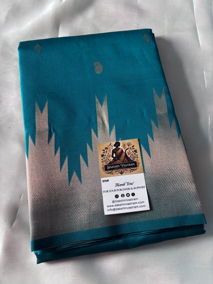 Buy Kanchi Silk Saree online – Front view showing zari border and pleats