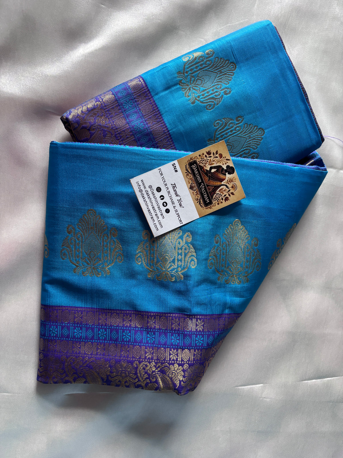 Buy Semi Silk Saree online – Side view highlighting pleats and fall