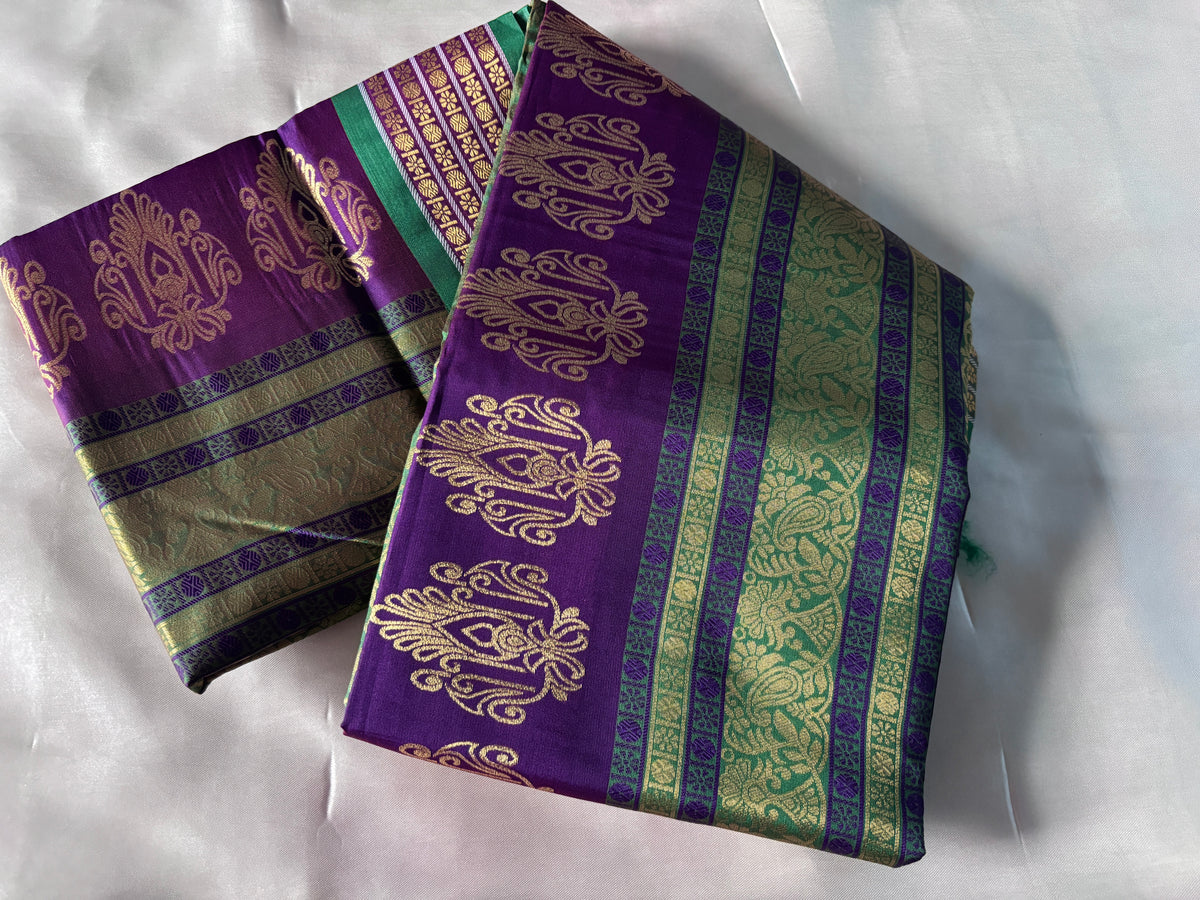 Shop Semi Silk Saree online – View of saree with blouse pairing