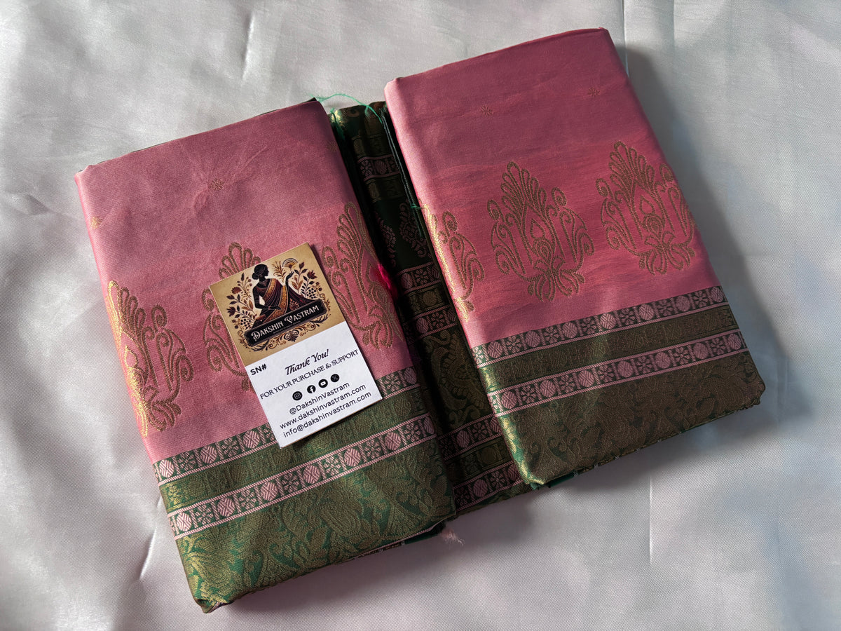 Shop Semi Silk Saree online – Side profile of pleats and fall