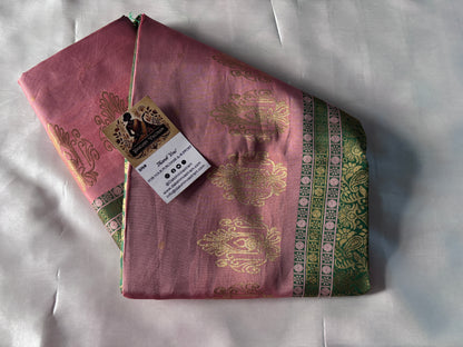 Buy Handloom Semi Silk Saree – Rear view with pallu detailing