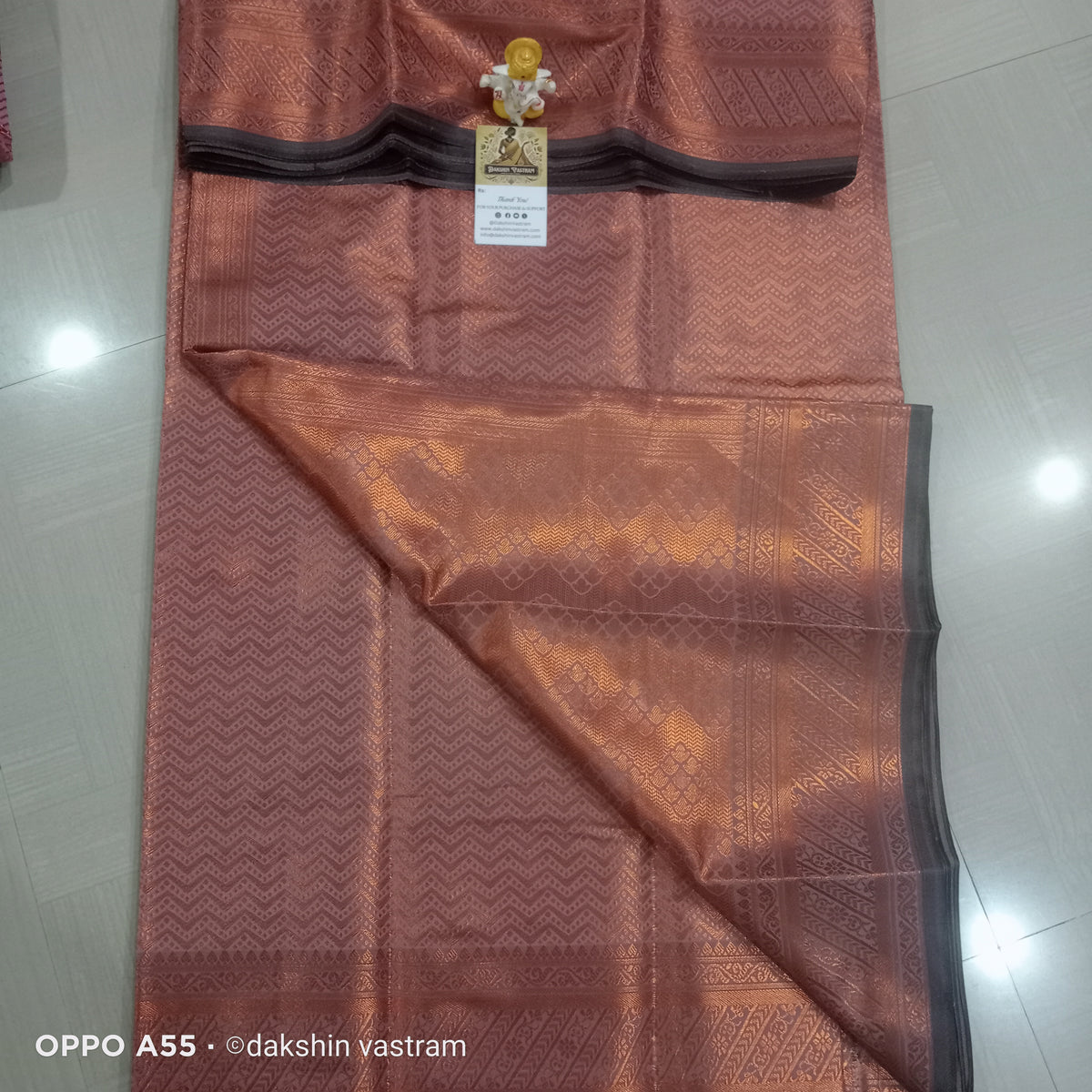 Rear view of Mow Silk Saree, emphasizing its soft, breathable organic silk and elegant drape.