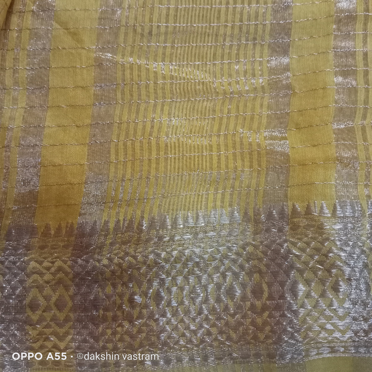 Rear view of Tussar Silk Saree highlighting the smooth texture and sophisticated finish