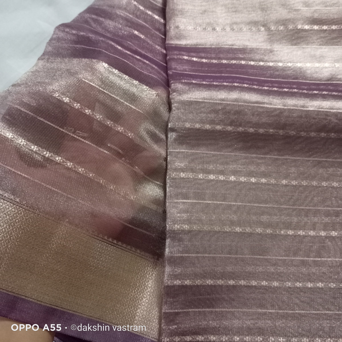 Full view of Korat Tissue Silk fabric highlighting the luxurious quality and elegant draping