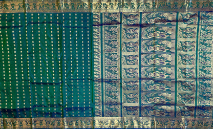 Shop Bengal Swarnachari Pure Mulberry Silk Saree online – Side profile showing rich weave