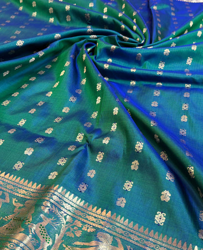 Buy Swarnachari Pure Mulberry Silk Saree online – Front view highlighting pallu and motifs