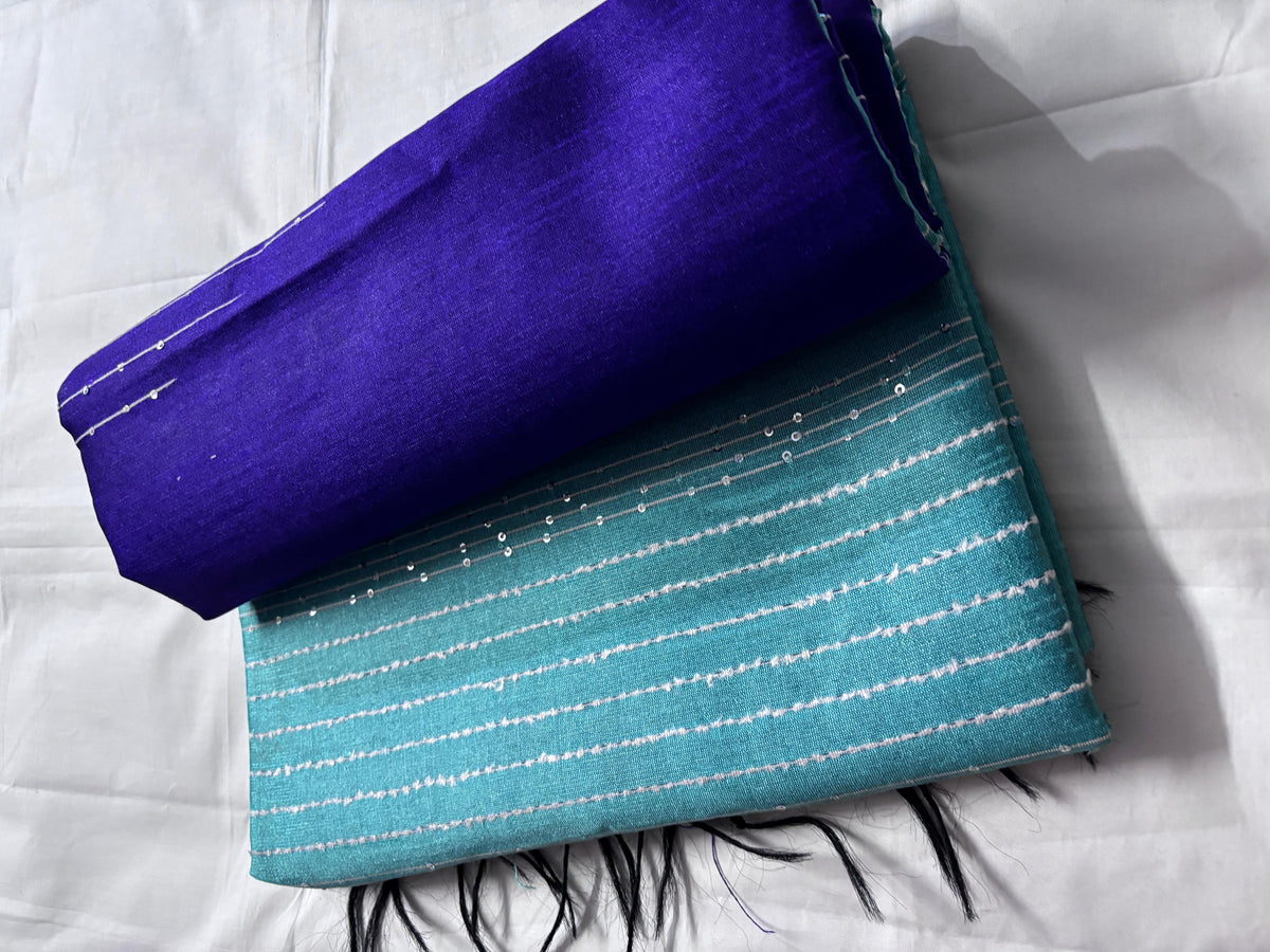 Buy Semi Silk Saree – Rear angle with graceful drape