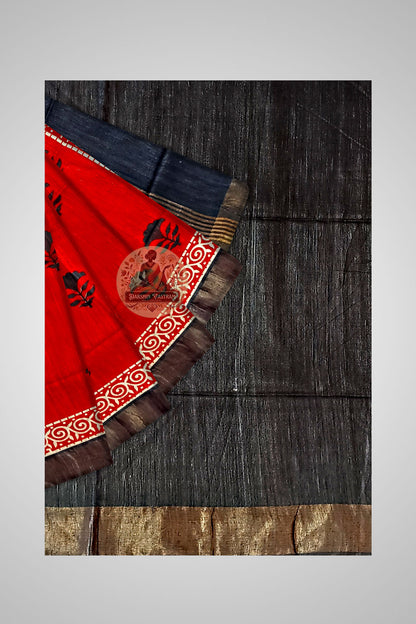 Order Authentic Tussar Saree – Close-up of textured detailing