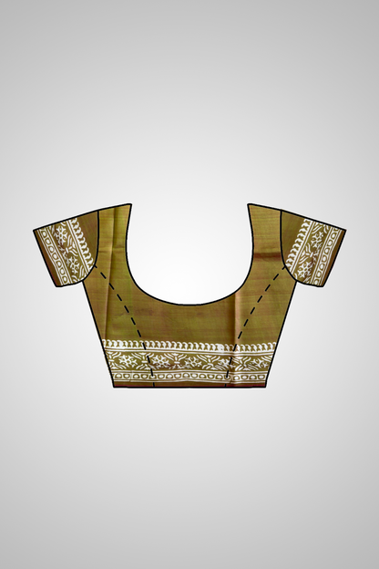Buy Handloom Bishnupur Silk Saree online – Close-up of block print pattern