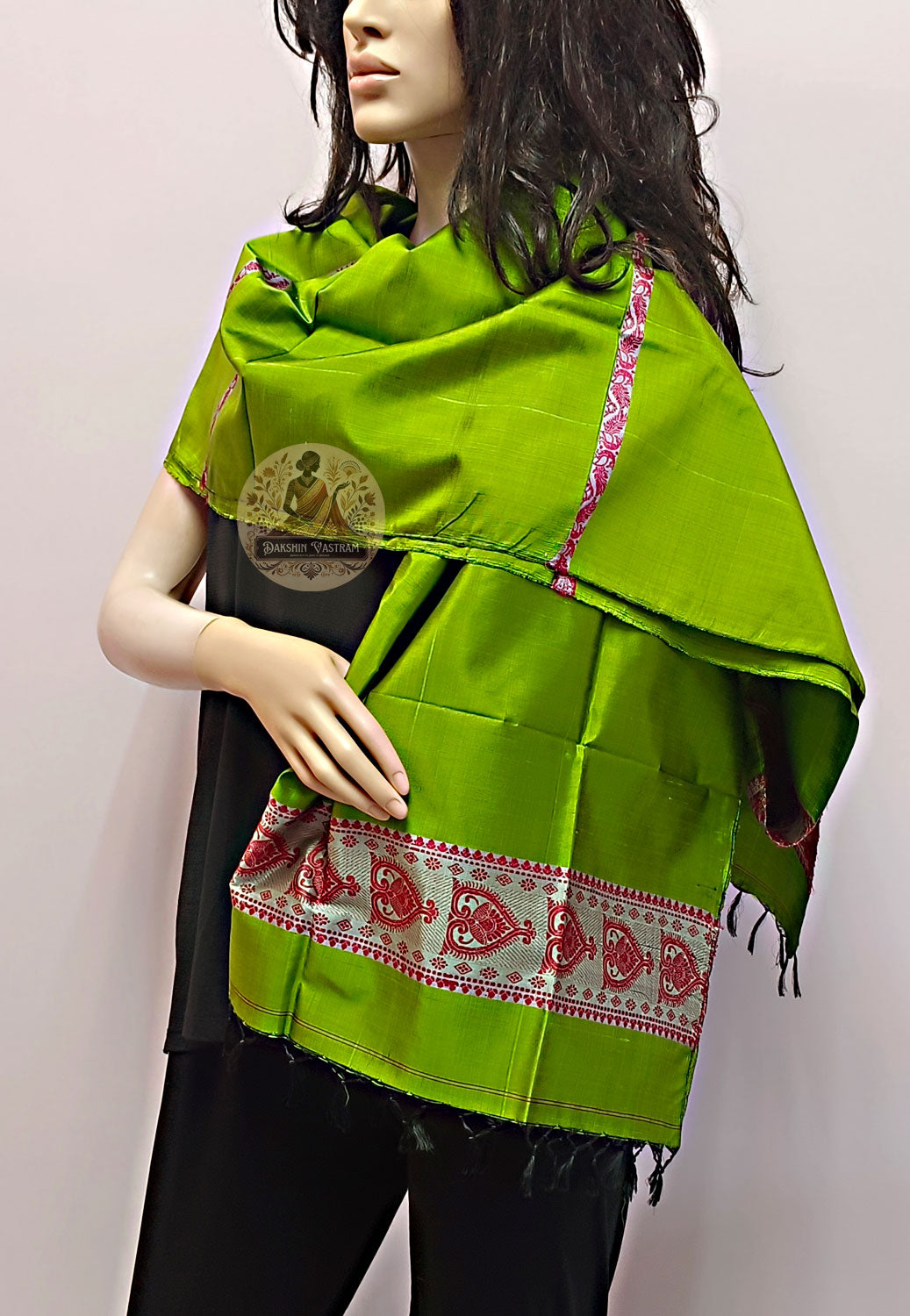 Buy Pure Silk Stole online – Styled view with full outfit pairing