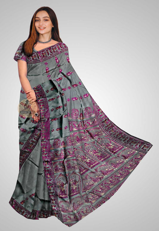 Baluchari handloom silk saree with intricate traditional designs