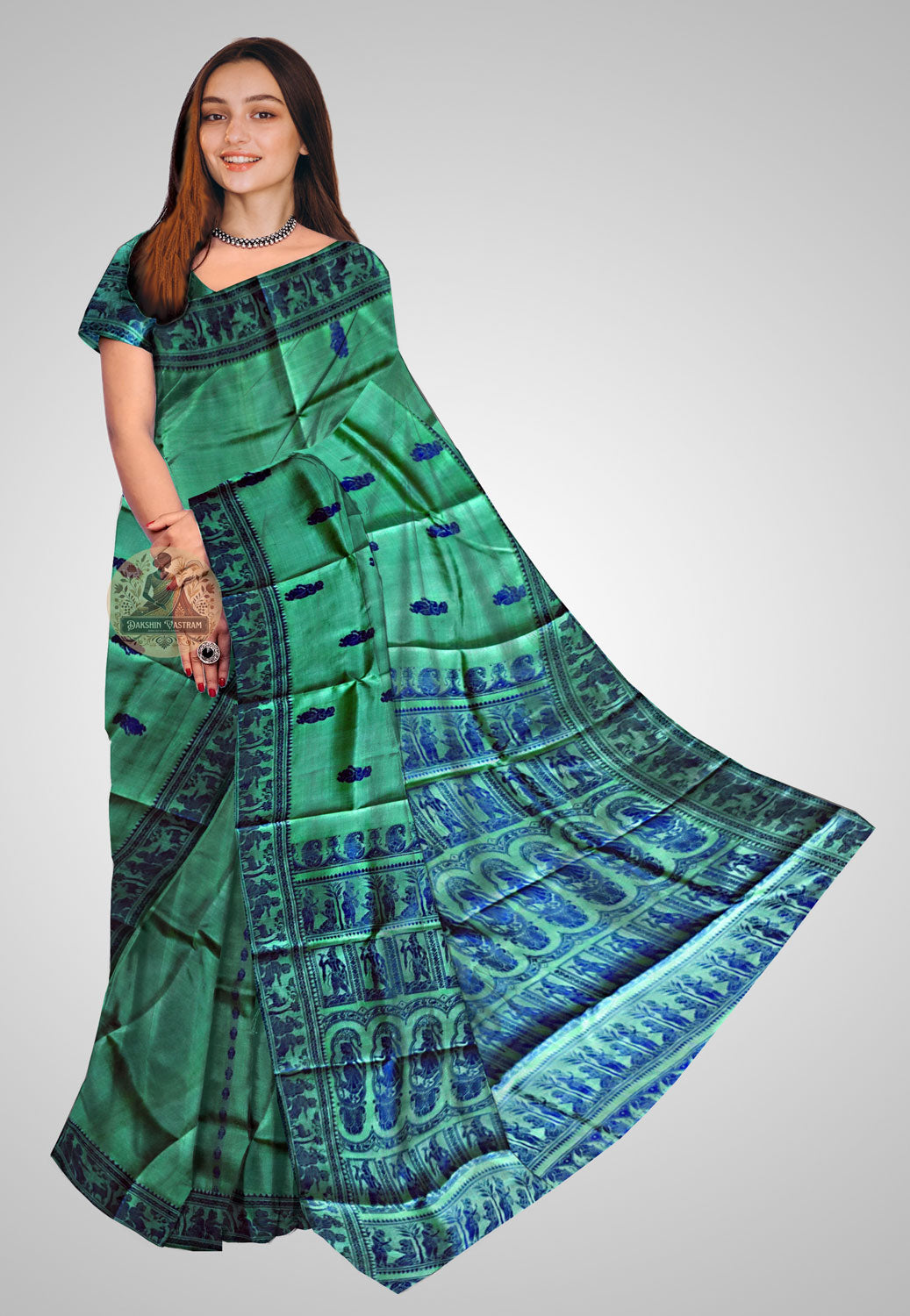 Buy Baluchari Silk Saree online – Handloom Baluchari Pure Silk Saree front view