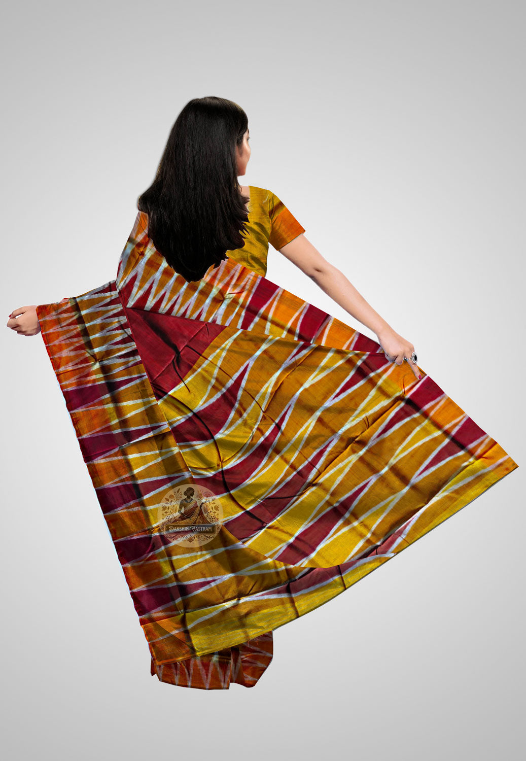 Explore Global Silk Kotki Sarees – Rear angle highlighting pallu artistry
