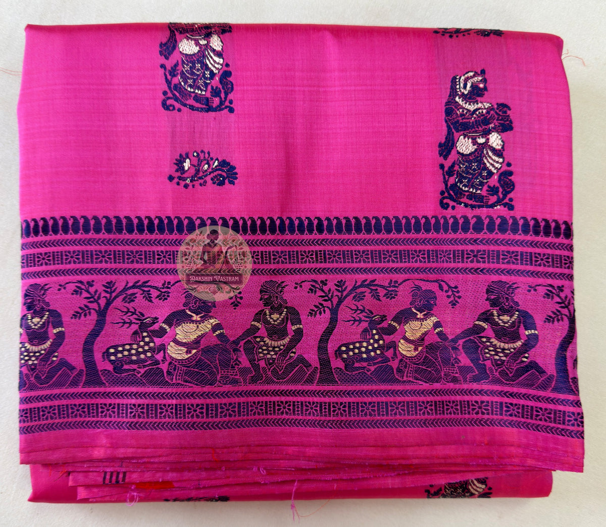 Baluchari saree full view – flat layout display