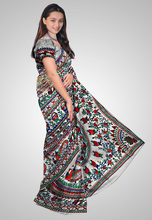 Shop Wild Silk Saree – Side drape view of handloom Tussar