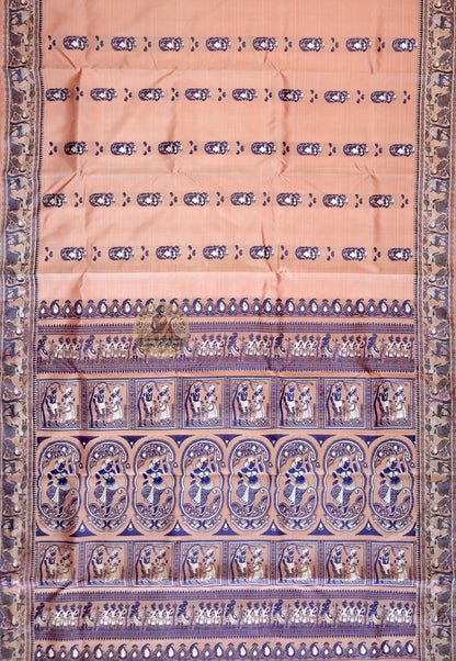 Dakshin Vastram Baluchari silk saree — traditional pit loom craft, ships to London, Birmingham, Manchester
