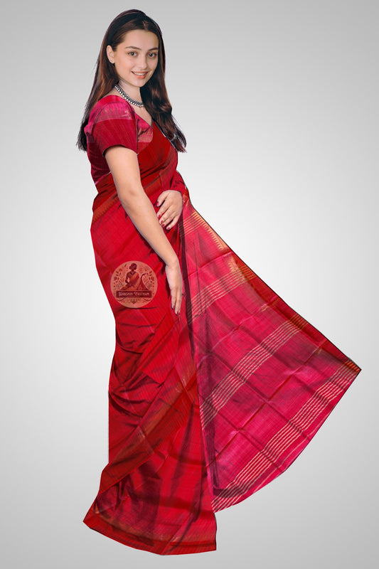 Close-up of pure silk weave from Bishnupur showing dense thread structure and natural luminous sheen