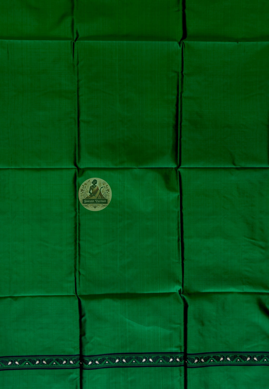 Premium handloom Baluchari silk kurti fabric in forest green — ships to UK, USA and EU — Dakshin Vastram