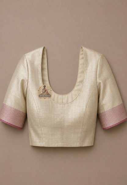 Matching blouse piece included with natural amber Ghicha Tussar Silk Saree kantha temple marigold Ashtami anjali Durga Puja 2026 Bengal