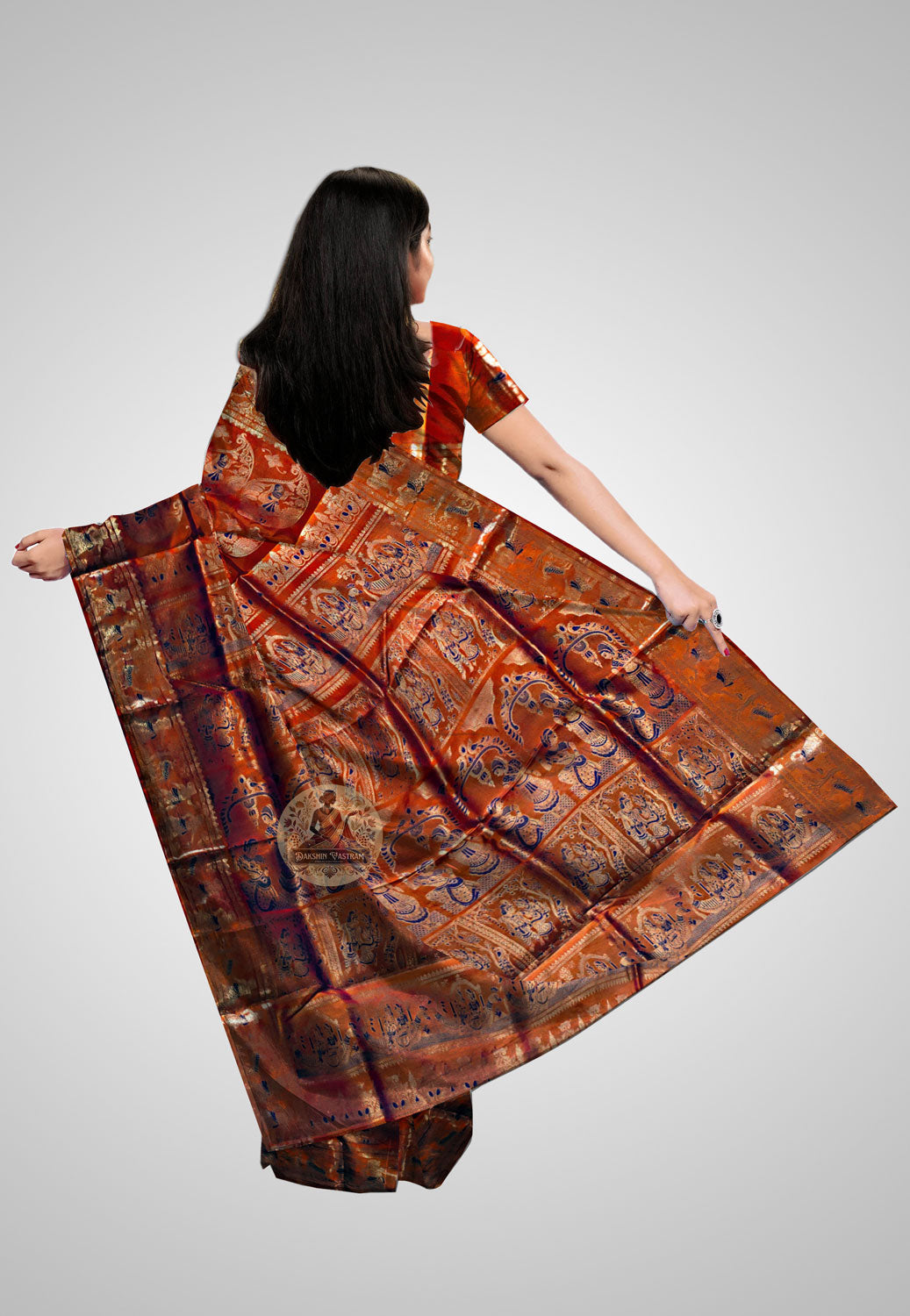 Buy Handloom Swarnachari Pure Silk Saree online – rear view