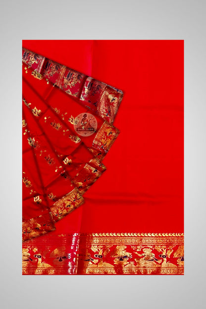 Shop Bengal Swarnachari Saree – Close-up of golden weaving technique